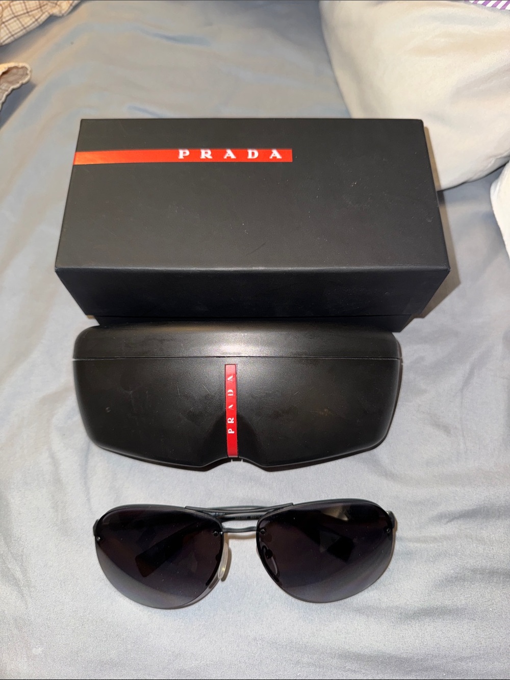 Prada Men's Black Aviator Sunglasses